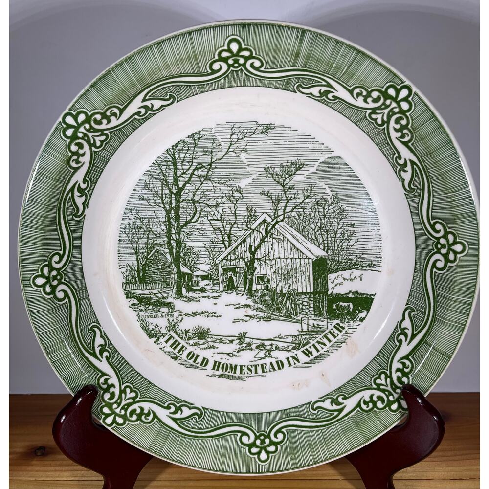 Vintage Currier and Ives The Old Homestead in Winter Collection 10" Pie Plate